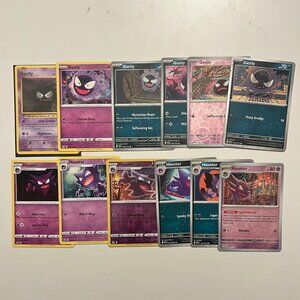 Set of 12 Gastly Haunter Pokémon Cards NM, No Duplicates, Reverse too